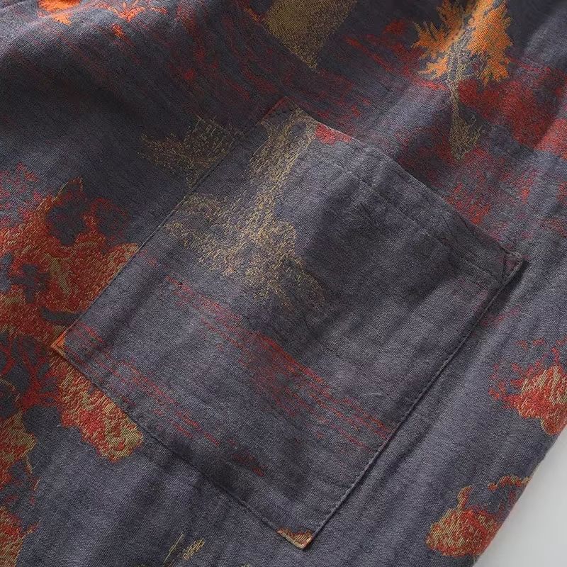 Mens Cotton Kimono Pajama Robe With Jacquard Print For Breathable Spring Comfort 3