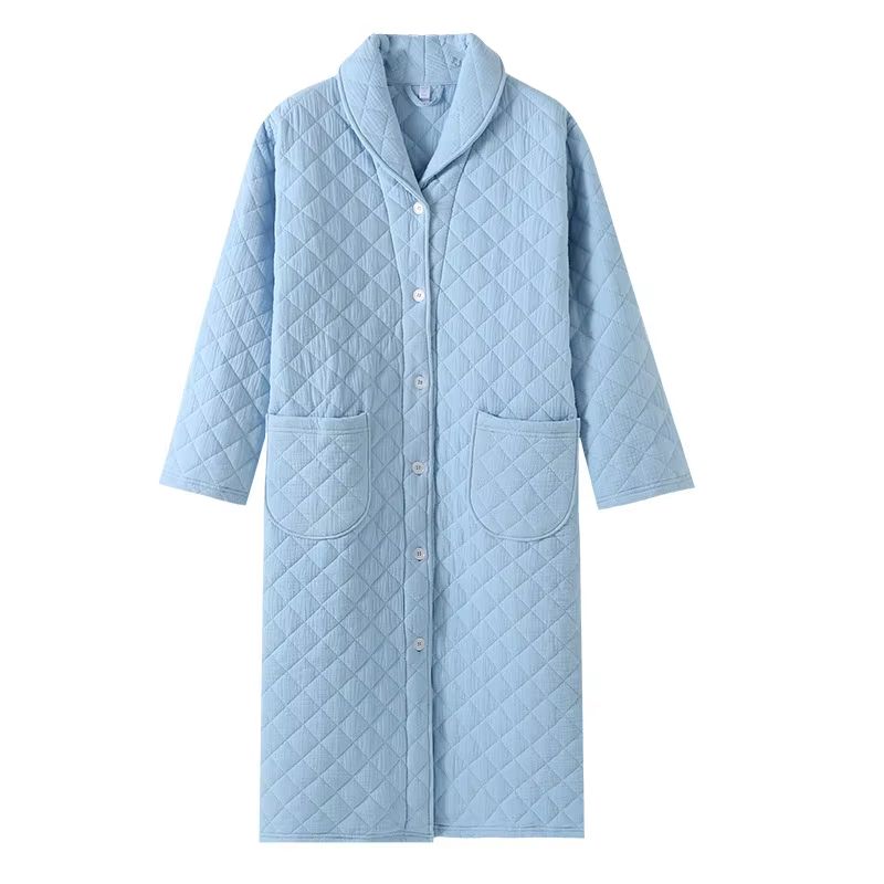 Womens Warm Cotton Long Sleeve Bathrobe For Autumn And Winter 3