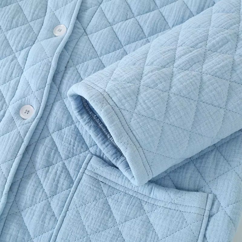 Womens Warm Cotton Long Sleeve Bathrobe For Autumn And Winter 4