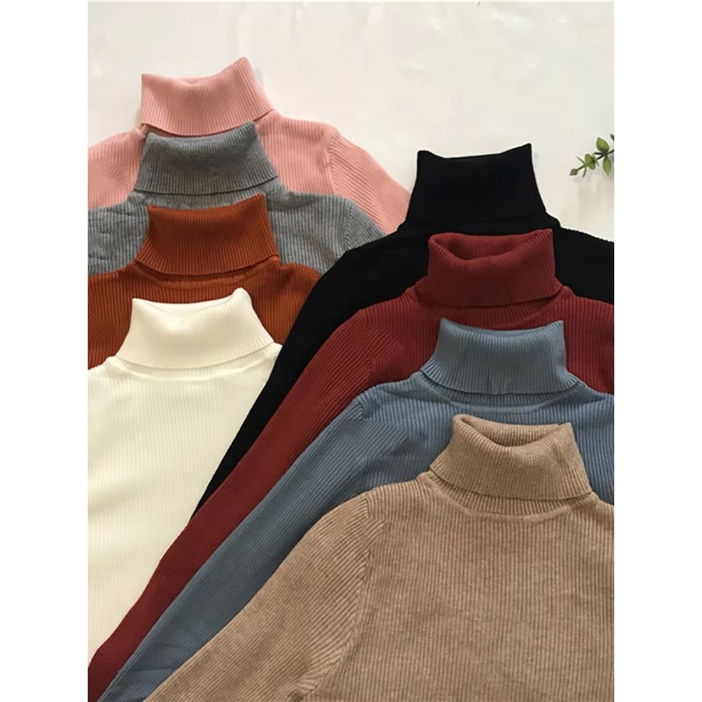 Womens Korean Slim Turtleneck Knitted Sweater For Autumn And Winter 1
