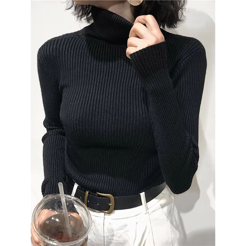 Womens Korean Slim Turtleneck Knitted Sweater For Autumn And Winter 7