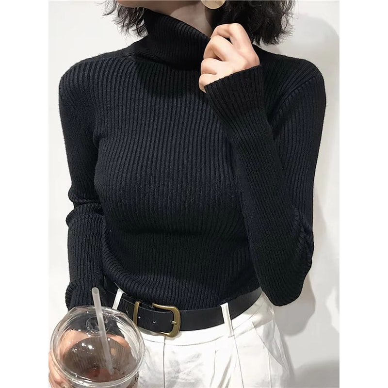Womens Korean Slim Turtleneck Knitted Sweater For Autumn And Winter 7