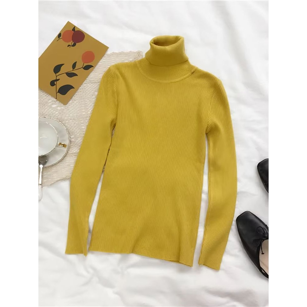 Womens Korean Slim Turtleneck Knitted Sweater For Autumn And Winter 17