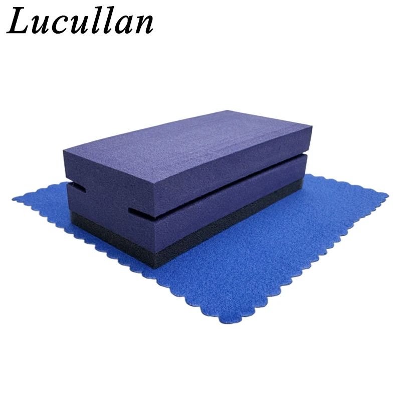 Ceramic Coating Applicator Kit With Purple Sponge And Dark Blue Suede Cloths 2