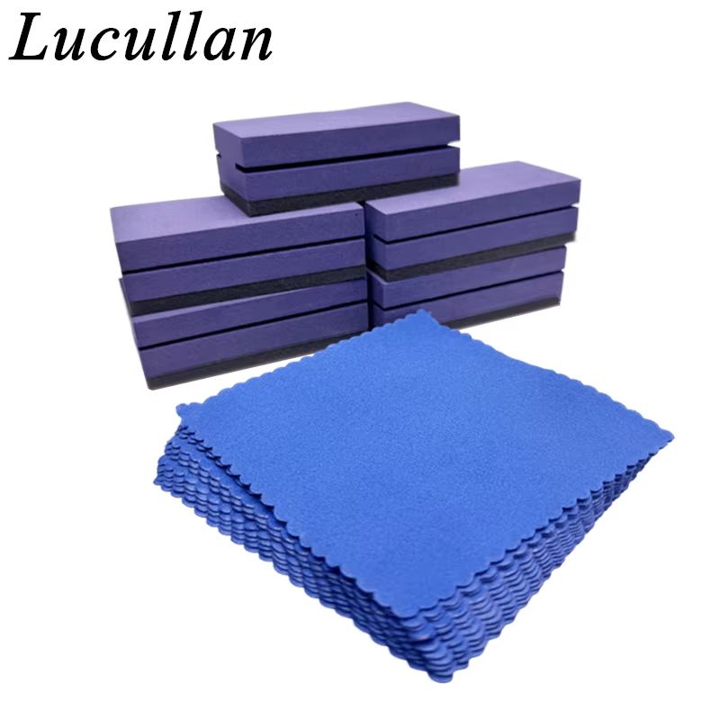 Ceramic Coating Applicator Kit With Purple Sponge And Dark Blue Suede Cloths 9