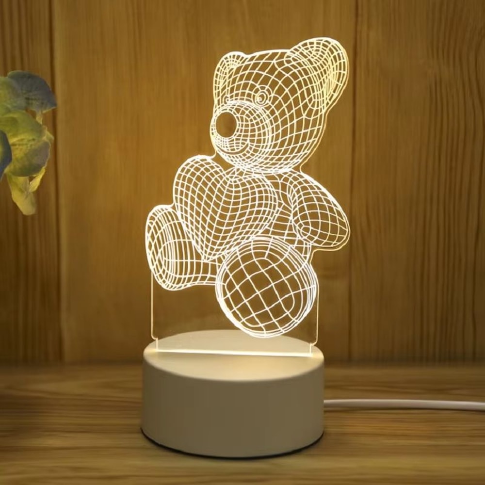 3D Creative Bear Acrylic USB LED Night Light For Home And Holiday Decor 6