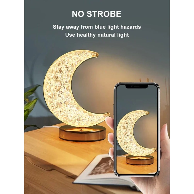 Crystal TouchDimming 3D Moon USB LED Night Light For Bedroom Ambient Decor 3