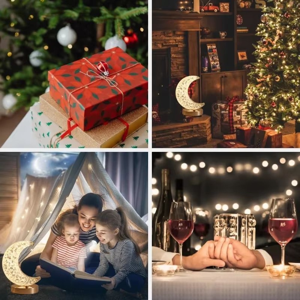 Crystal TouchDimming 3D Moon USB LED Night Light For Bedroom Ambient Decor 4