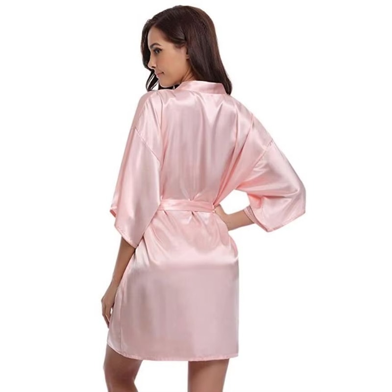 Silk Satin Kimono Robe For Women Navy Blue Bridesmaid Dressing Gown 2