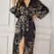 Womens Floral Silk Loungewear Robe With Long Sleeves AllSeason Comfort 3