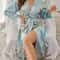 Womens Floral Silk Loungewear Robe With Long Sleeves AllSeason Comfort 8