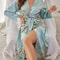 Womens Floral Silk Loungewear Robe With Long Sleeves AllSeason Comfort 8