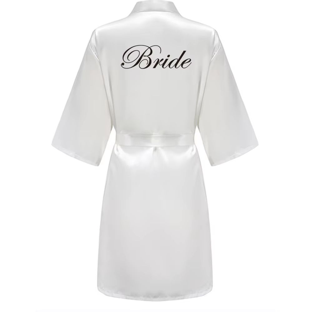 Grass Green Satin Bridal Party Robes With White Letter Bridesmaid Style 9