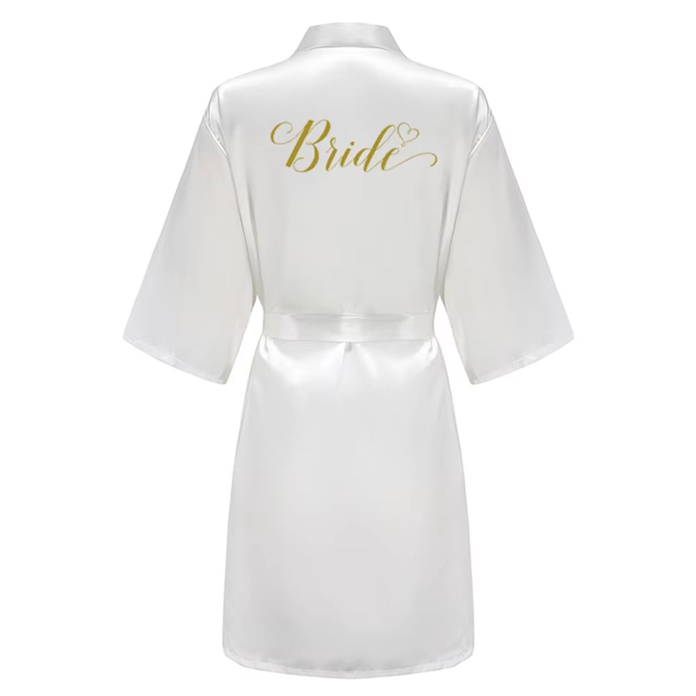 Grass Green Satin Bridal Party Robes With White Letter Bridesmaid Style 11