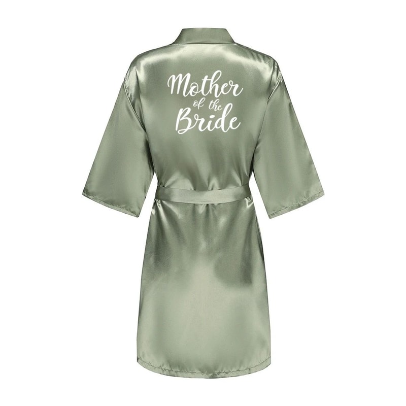 Grass Green Satin Bridal Party Robes With White Letter Bridesmaid Style 4