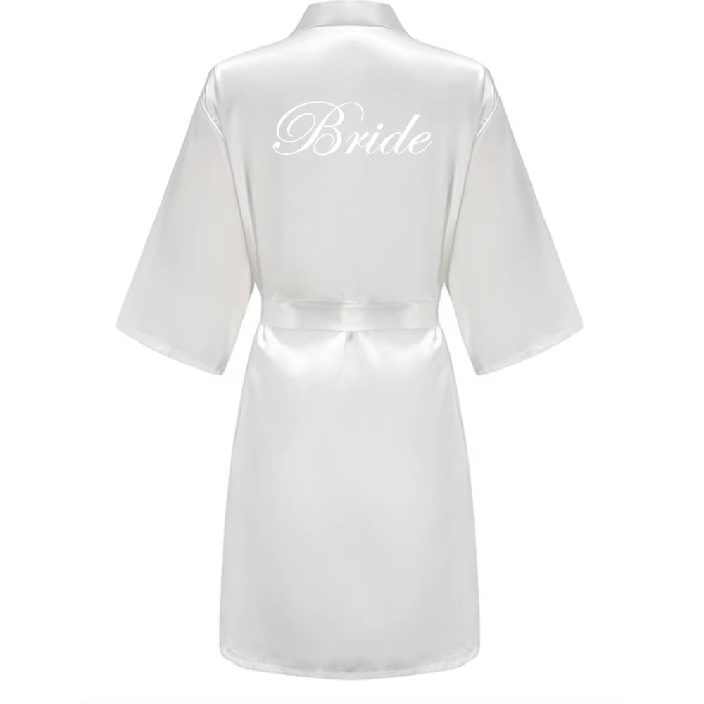 Grass Green Satin Bridal Party Robes With White Letter Bridesmaid Style 7