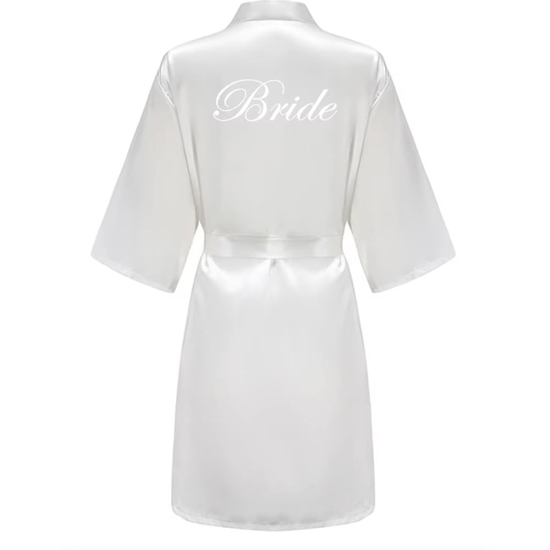 Grass Green Satin Bridal Party Robes With White Letter Bridesmaid Style 7