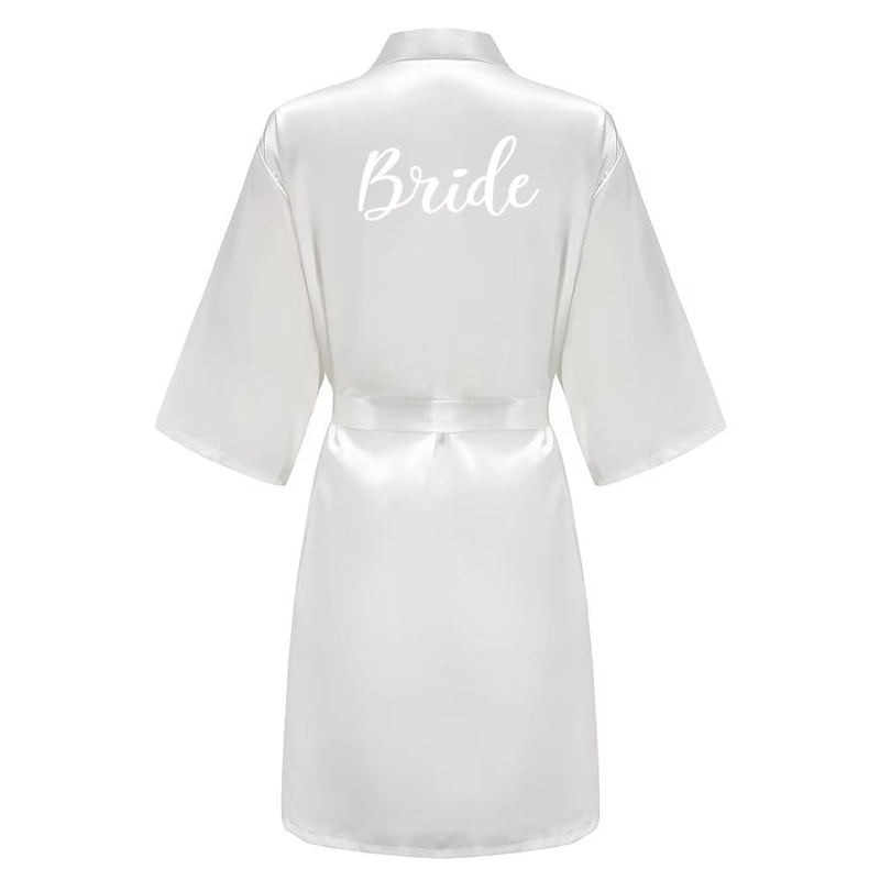 Grass Green Satin Bridal Party Robes With White Letter Bridesmaid Style 8
