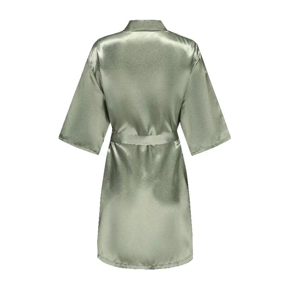 Grass Green Satin Bridal Party Robes With White Letter Bridesmaid Style 22
