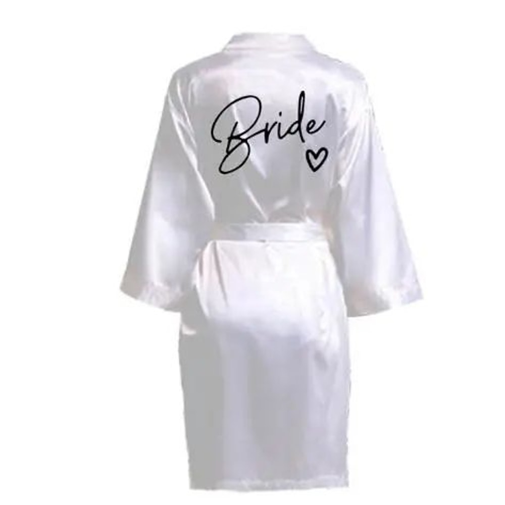 Team Bride Satin Kimono Robe With Black Letters For Wedding Party 2