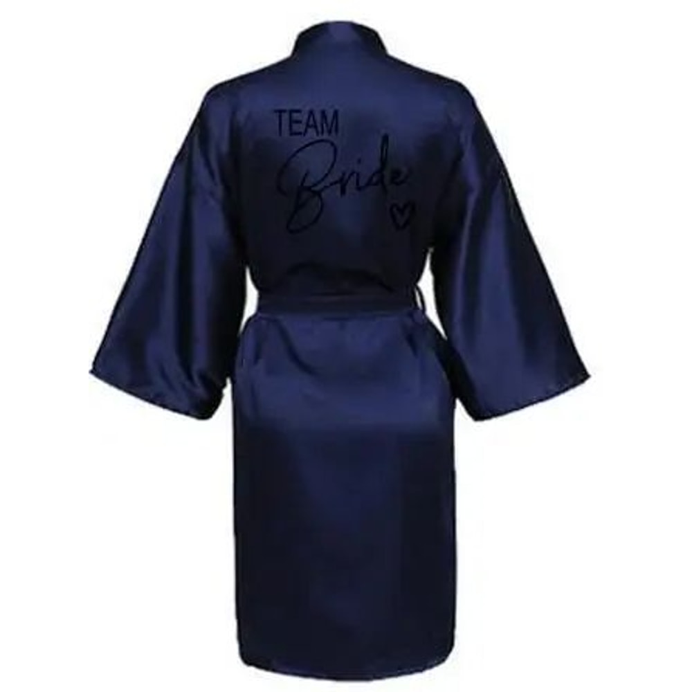 Team Bride Satin Kimono Robe With Black Letters For Wedding Party 3