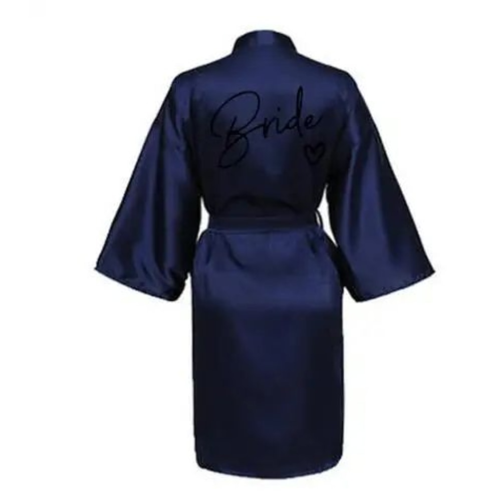 Team Bride Satin Kimono Robe With Black Letters For Wedding Party 4