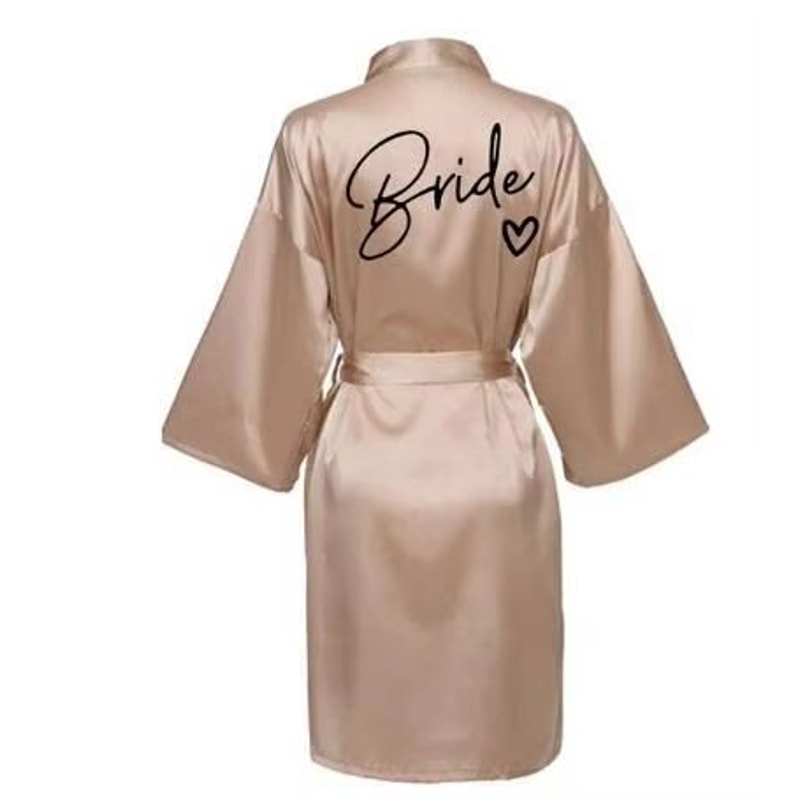 Team Bride Satin Kimono Robe With Black Letters For Wedding Party 10
