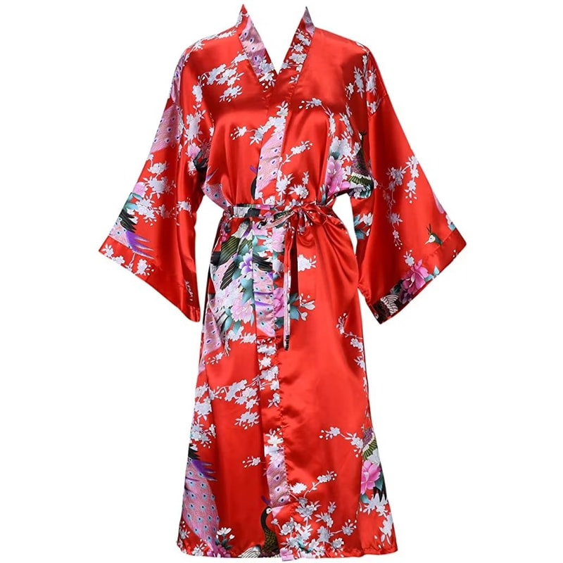 Floral Satin Kimono Robe For Women Bridal Bridesmaid Loungewear 11