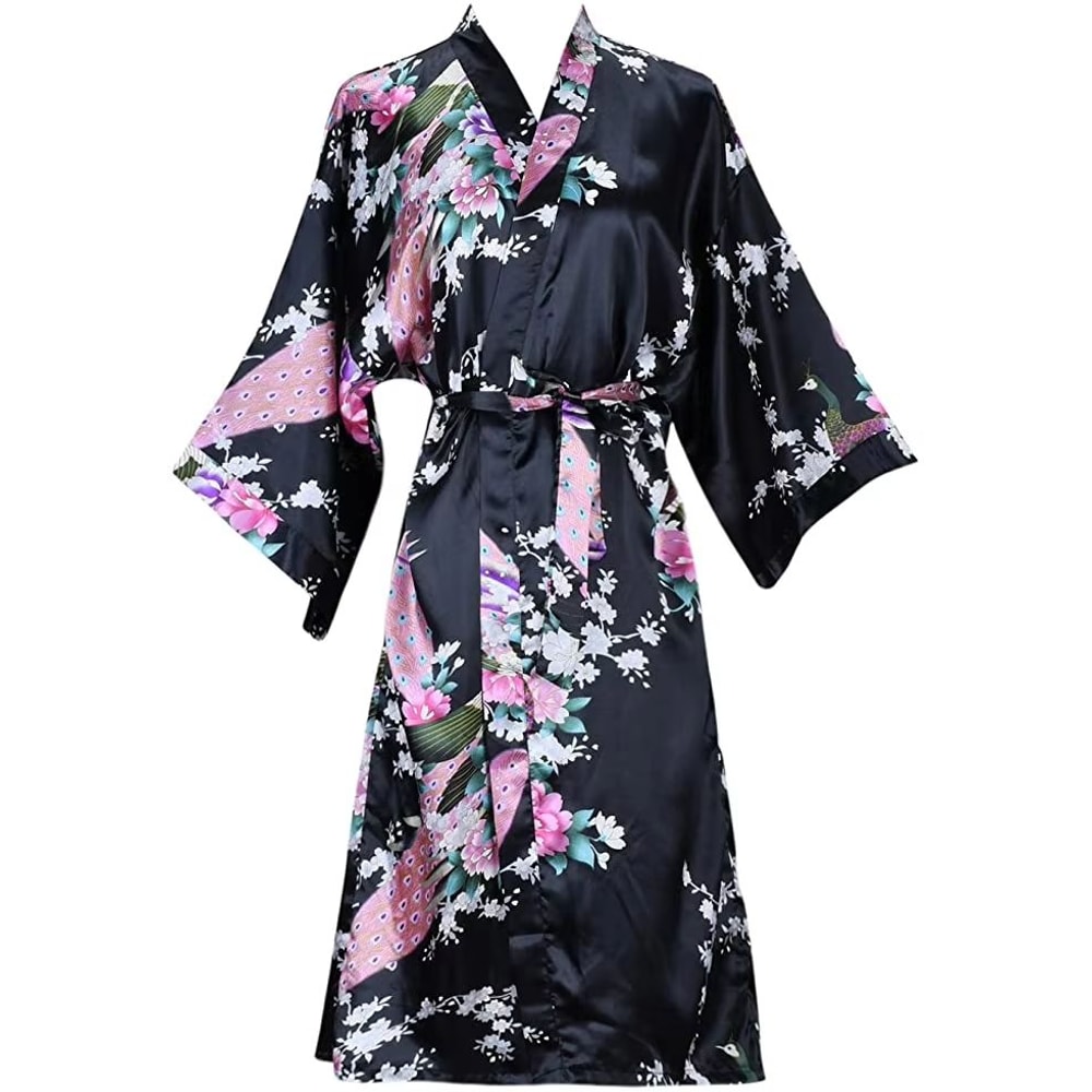 Floral Satin Kimono Robe For Women Bridal Bridesmaid Loungewear 5