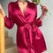 Womens Summer Ice Silk LaceUp Home Pajama Robe 1