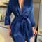 Womens Summer Ice Silk LaceUp Home Pajama Robe 7