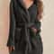 Womens Cozy Hooded Fleece Robe With Belt For Autumn Winter Loungewear 0