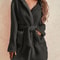 Womens Cozy Hooded Fleece Robe With Belt For Autumn Winter Loungewear 0