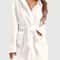 Womens Cozy Hooded Fleece Robe With Belt For Autumn Winter Loungewear 11
