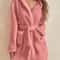 Womens Cozy Hooded Fleece Robe With Belt For Autumn Winter Loungewear 6