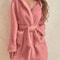 Womens Cozy Hooded Fleece Robe With Belt For Autumn Winter Loungewear 6
