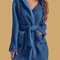 Womens Cozy Hooded Fleece Robe With Belt For Autumn Winter Loungewear 8