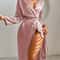 Womens Elegant Satin Robe With Belt For Silky Comfort Loungewear 2