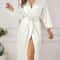 Womens Elegant Satin Robe With Belt For Silky Comfort Loungewear 11