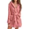 Womens Winter Fluffy Plush Hooded Bathrobe Warm Loungewear Gown 6