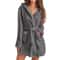 Womens Winter Fluffy Plush Hooded Bathrobe Warm Loungewear Gown 11