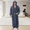 Mens Hooded Flannel Bathrobe Long Soft Lounging Sleepwear Robe 1