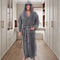 Mens Hooded Flannel Bathrobe Long Soft Lounging Sleepwear Robe 3