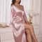 Luxury Womens Silk Satin Belted Robe VNeck Elegant Sleepwear 3