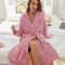 Womens Pink Flannel Hooded Bathrobe Long Coral Fleece Sleepwear Homewear 1