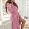 Womens Pink Flannel Hooded Bathrobe Long Coral Fleece Sleepwear Homewear 6