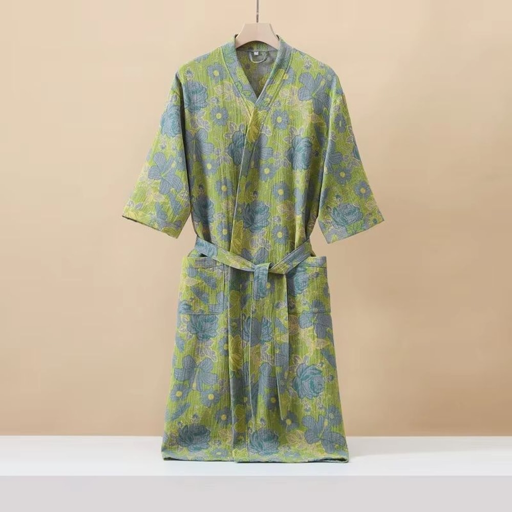 Womens Cotton Printed Kimono Bathrobe QuickDry Homewear For Spring Summer 13