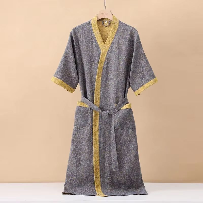 Womens Cotton Printed Kimono Bathrobe QuickDry Homewear For Spring Summer 4