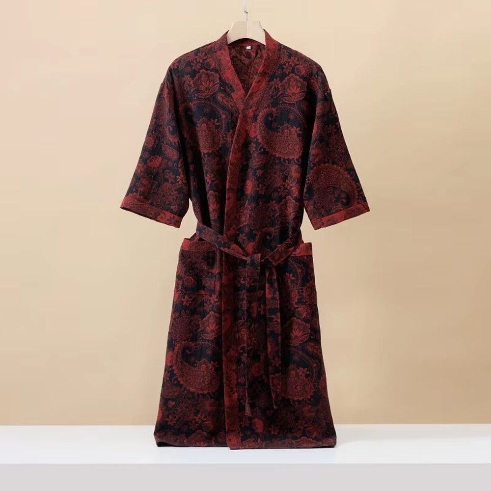 Womens Cotton Printed Kimono Bathrobe QuickDry Homewear For Spring Summer 7