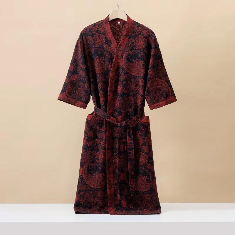 Womens Cotton Printed Kimono Bathrobe QuickDry Homewear For Spring Summer 7